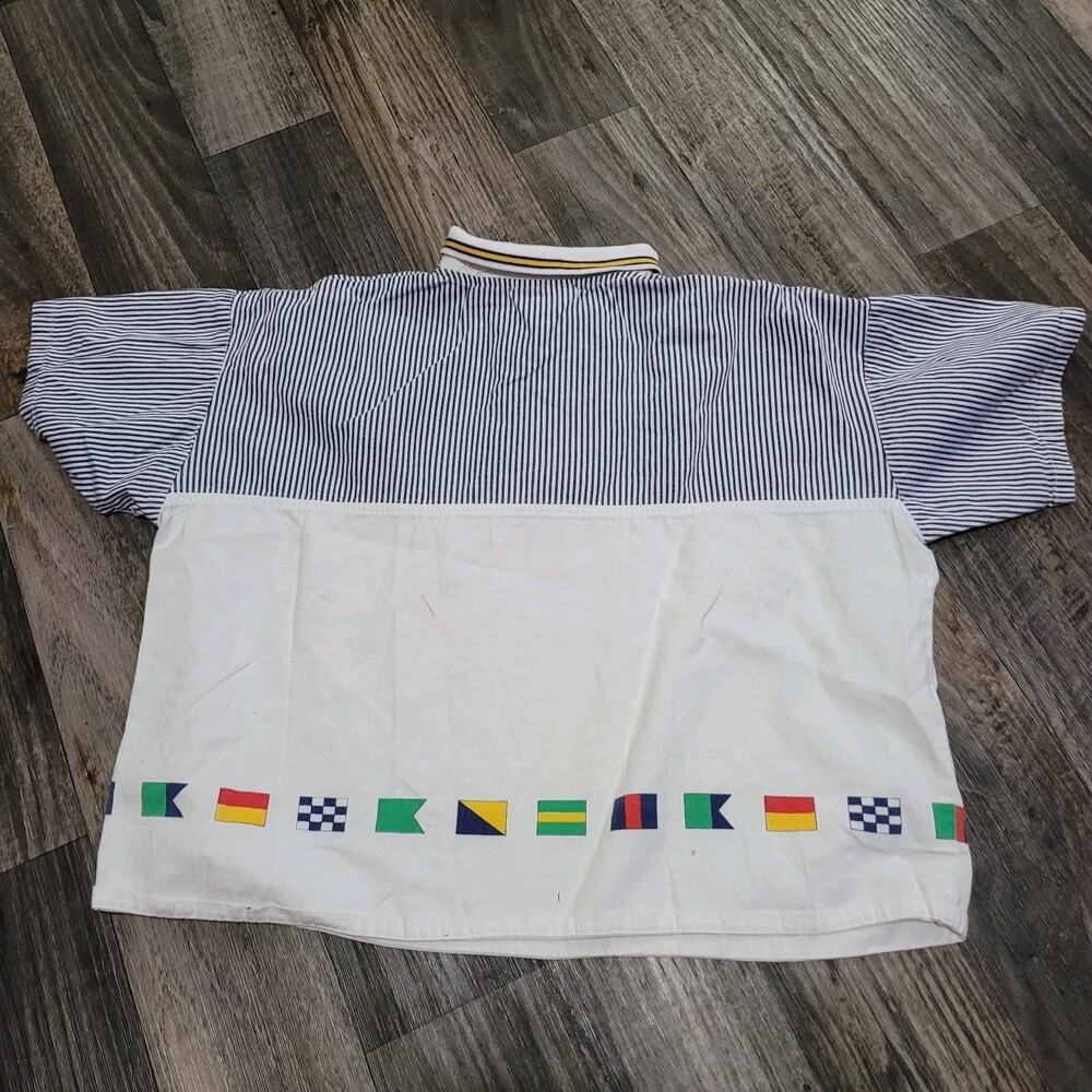 Vintage 80’s Hangten Sailor Cropped Blouse Sz L USA TAG Chic Classy Indie - Picture 9 of 12